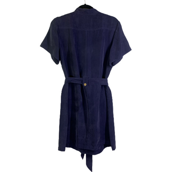 ALICE BY TEMPERLY Navy Blue Alva Silk Mini Shirt Dress - Picture 12 of 16